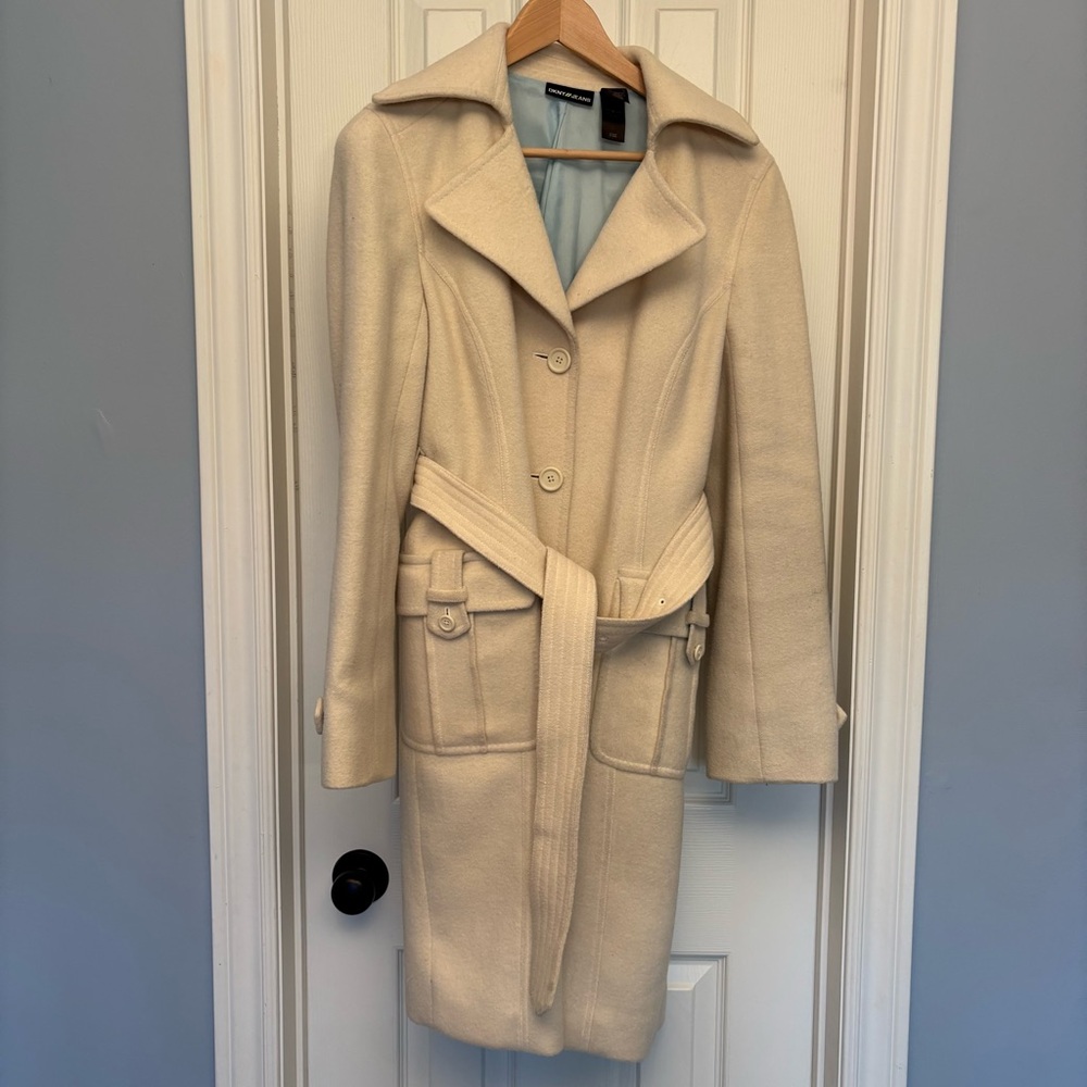 DKNY Elegant Cream Wool Coat